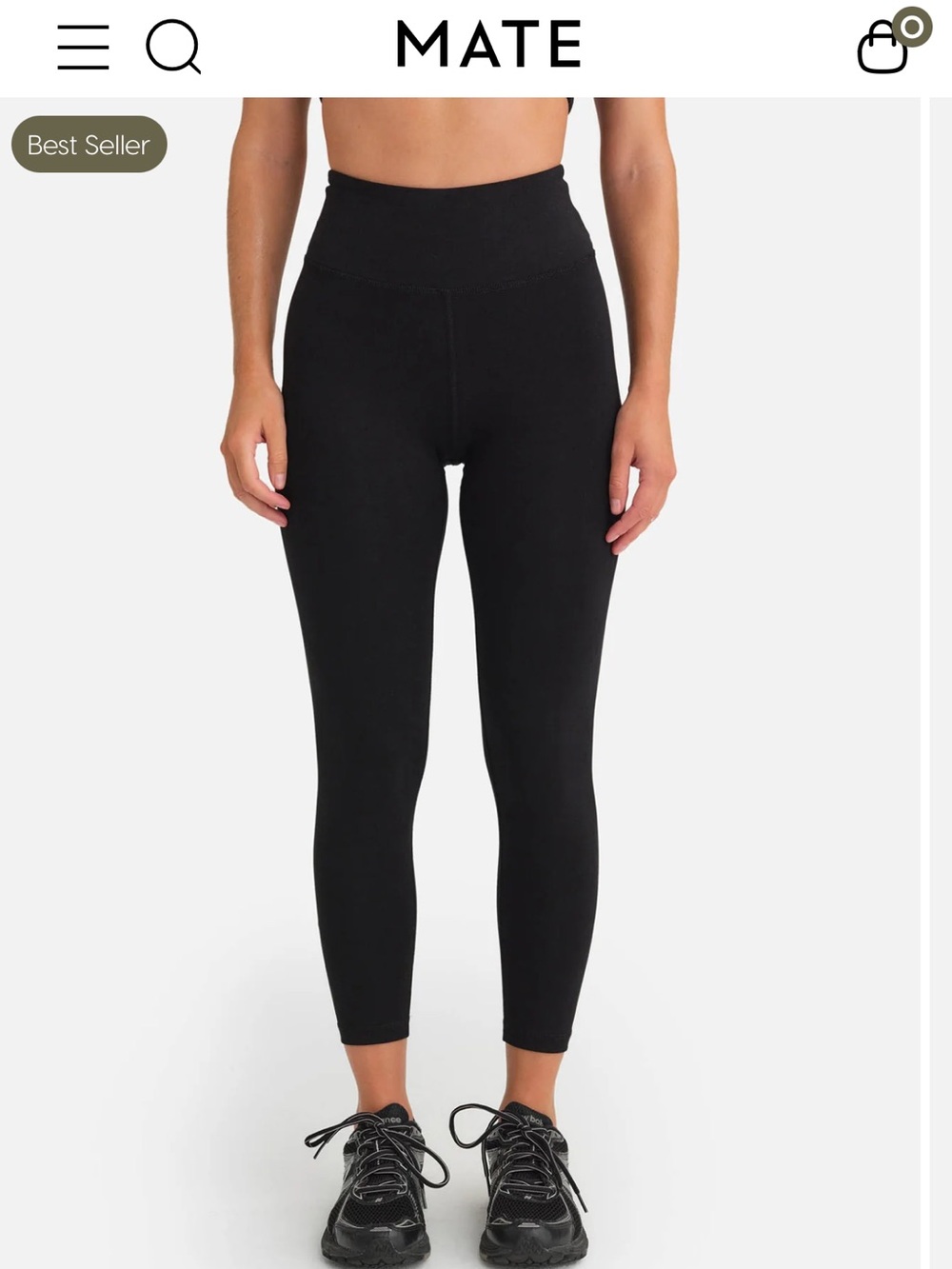 MATE the Label High-Rise Midi Leggings in Black - Picture 1 of 3